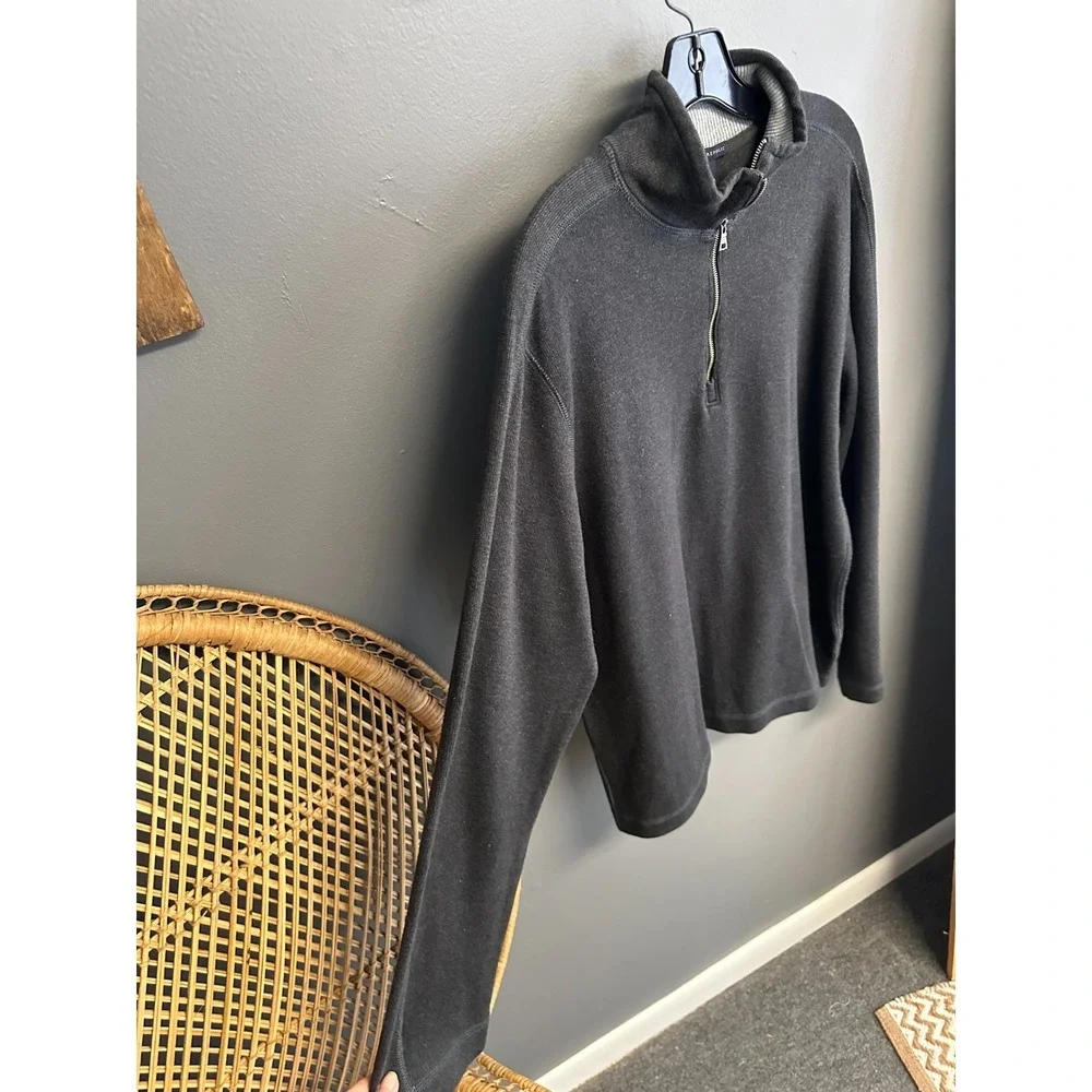 Banana Republic Mens L Quarter Zip Pullover Sweater Gray Casual Long Sleeve Mock